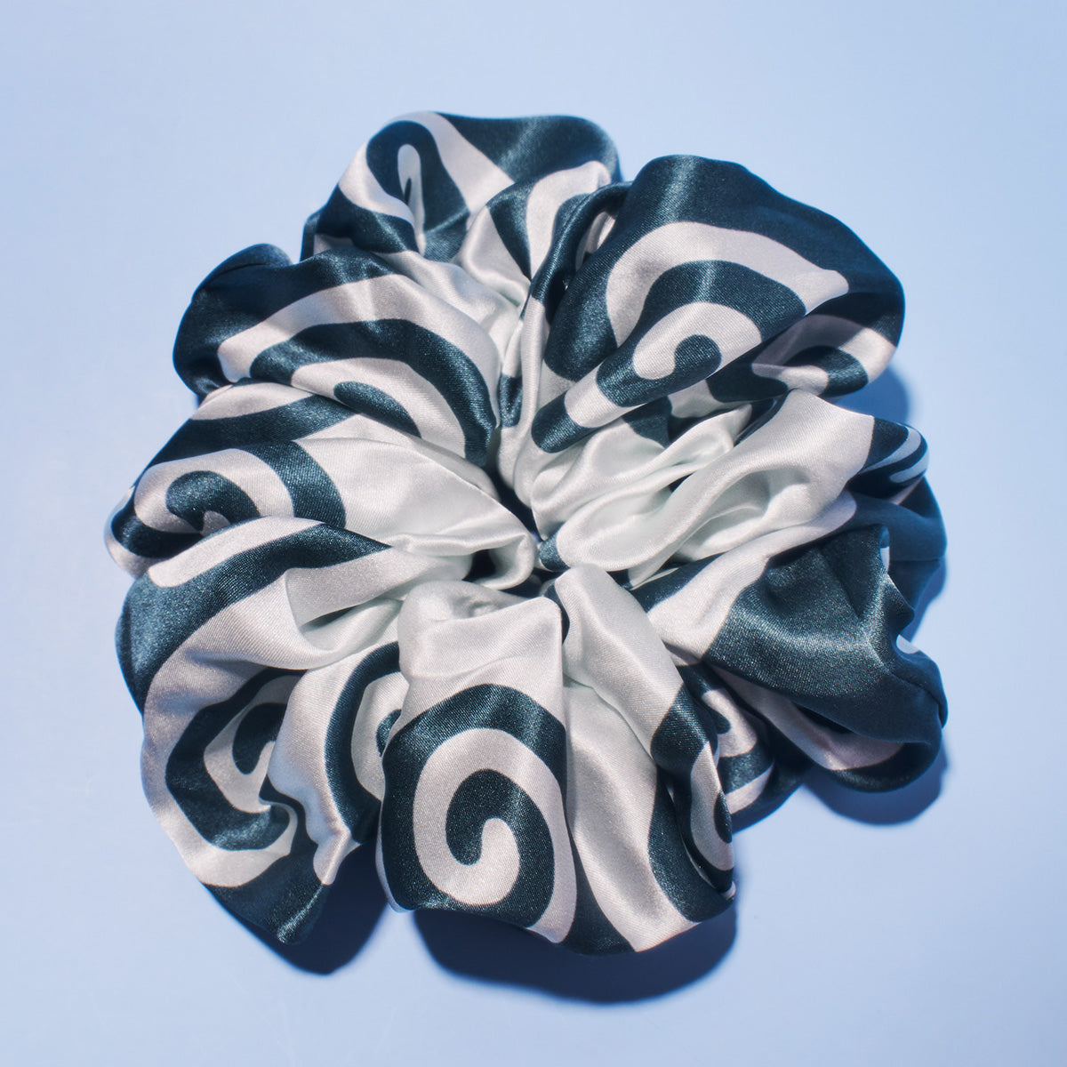 Meander Blue and Green Scrunchie
