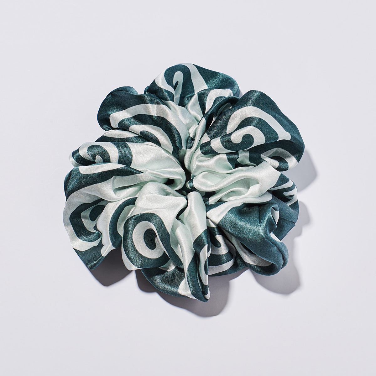 Meander Blue and Green Scrunchie