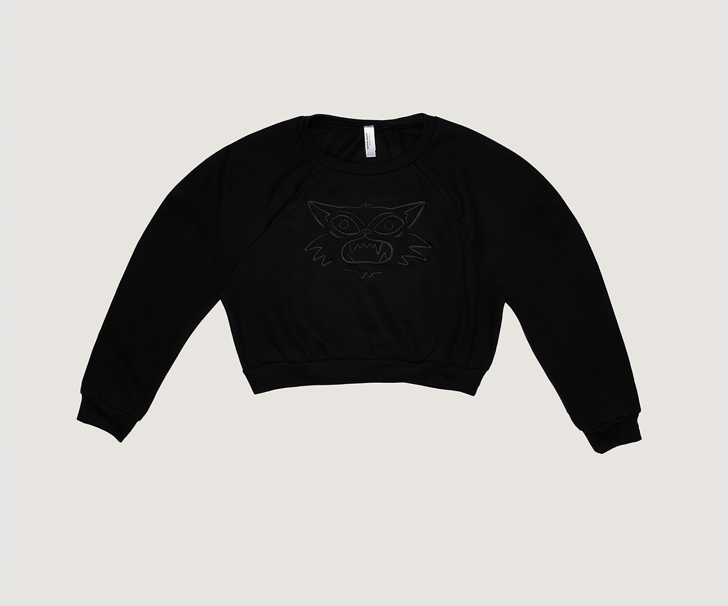 The Cat Embroidered Cropped Sweatshirt